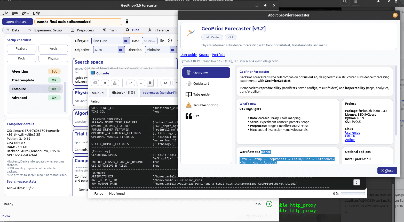 GeoPrior-3.0 Forecaster desktop application — full physics-guided pipeline