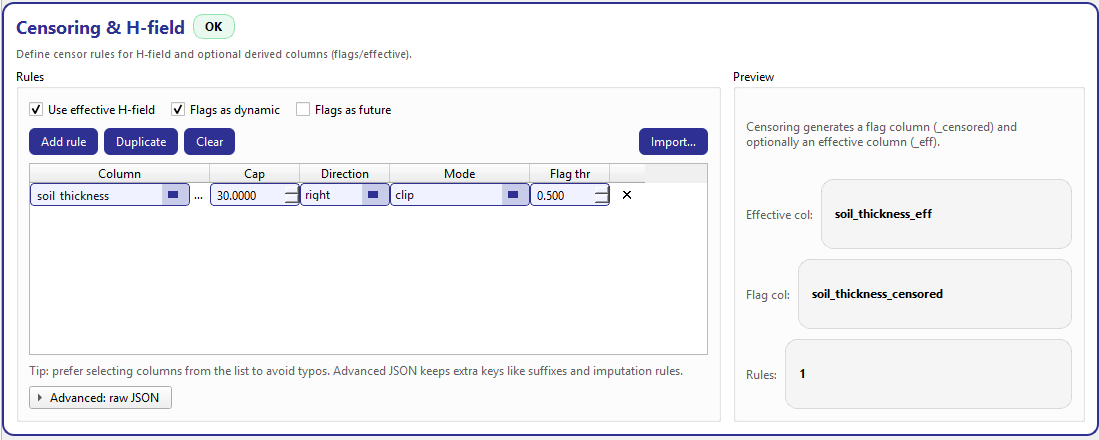 GeoPrior-3.0 Forecaster screenshot Setup censoring hfield