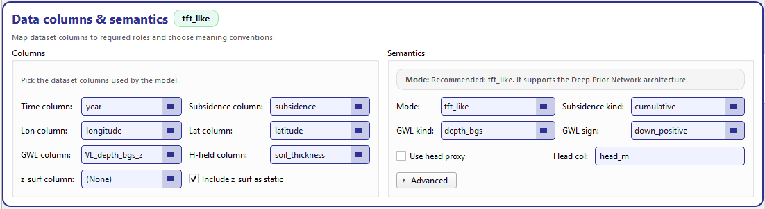 GeoPrior-3.0 Forecaster screenshot Setup data semantics