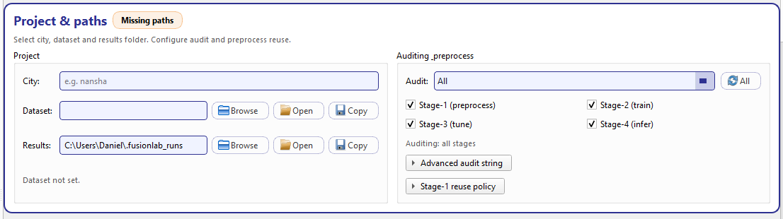 GeoPrior-3.0 Forecaster screenshot Setup project paths
