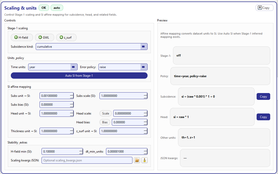 GeoPrior-3.0 Forecaster screenshot Setup scaling units