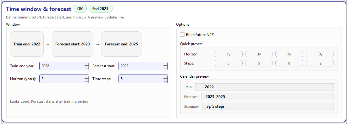 GeoPrior-3.0 Forecaster screenshot Setup time window