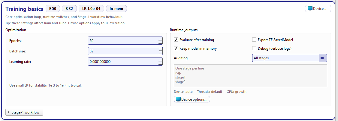 GeoPrior-3.0 Forecaster screenshot Setup training basics